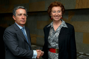 Letizia Moratti e Alvaro Uribe